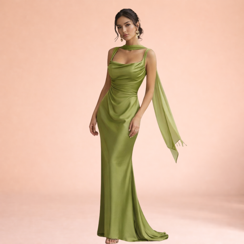 Women’s Square Neck Backless Maxi Dress – Sleek Evening Elegance