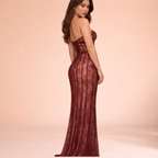 Women’s Strapless Backless Maxi Dress – Sleek Evening Silhouette