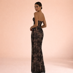 Women’s Strapless Backless Maxi Dress – Sleek Evening Silhouette