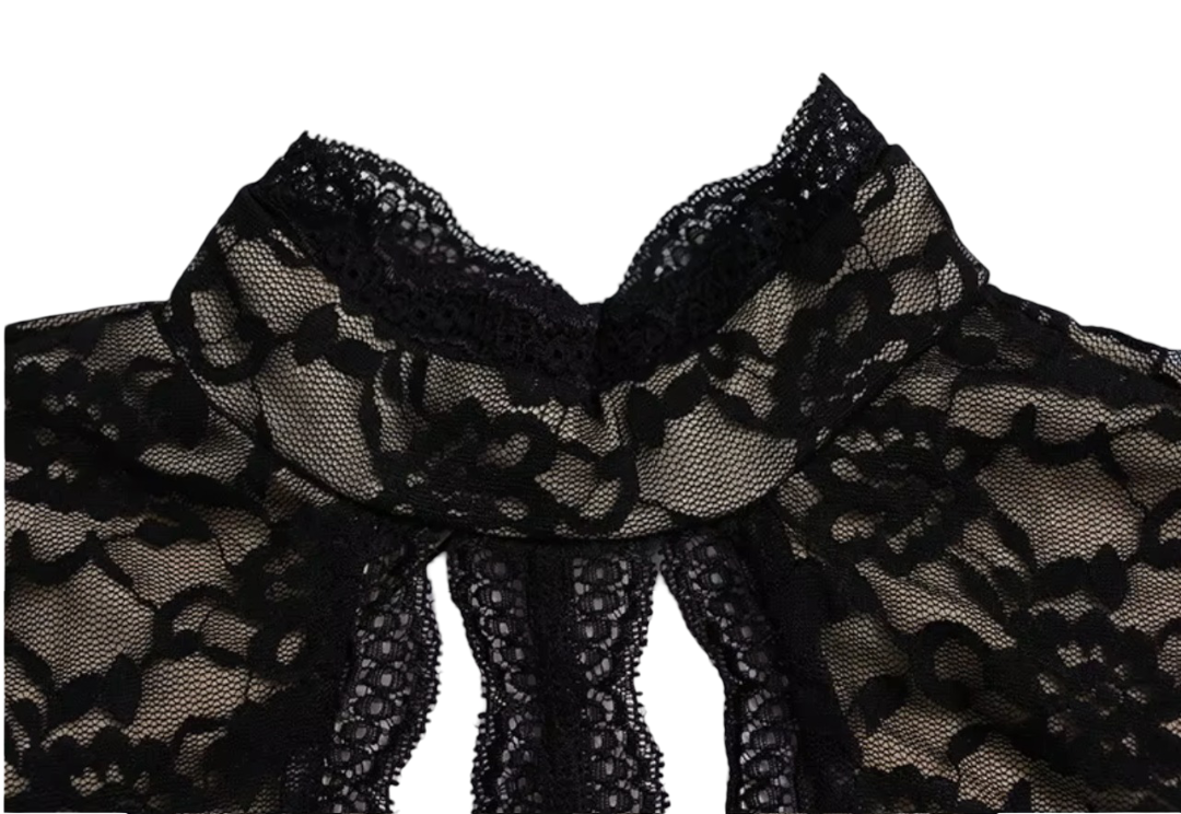 Jumpsuit Black Lace Backless Women