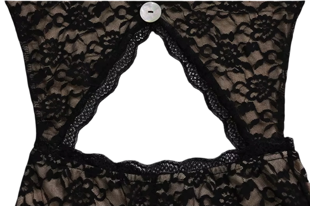 Jumpsuit Black Lace Backless Women