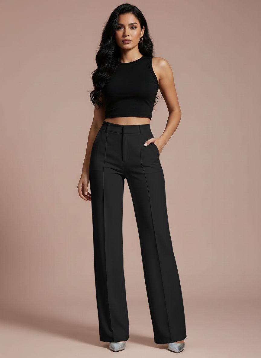 Women’s High-Waisted Straight Suit Pants