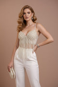 Luxury Pearl & Crystal Bustier Top